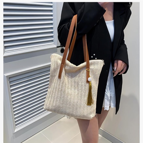 🆕 Straw Beach Bags for Women, Large Woven Tote Bag - Picture 7 of 7